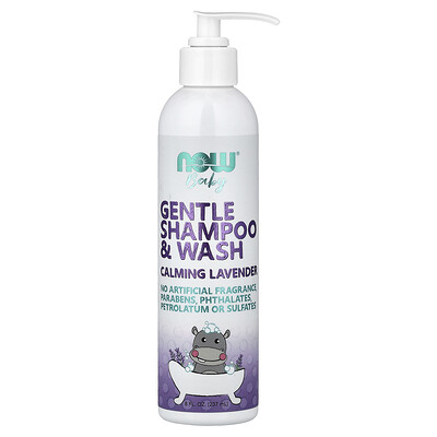 NOW Foods, Bebé, Champú y gel de ducha suaves, Lavanda calmante`` 237 ml (8 oz. Líq.)