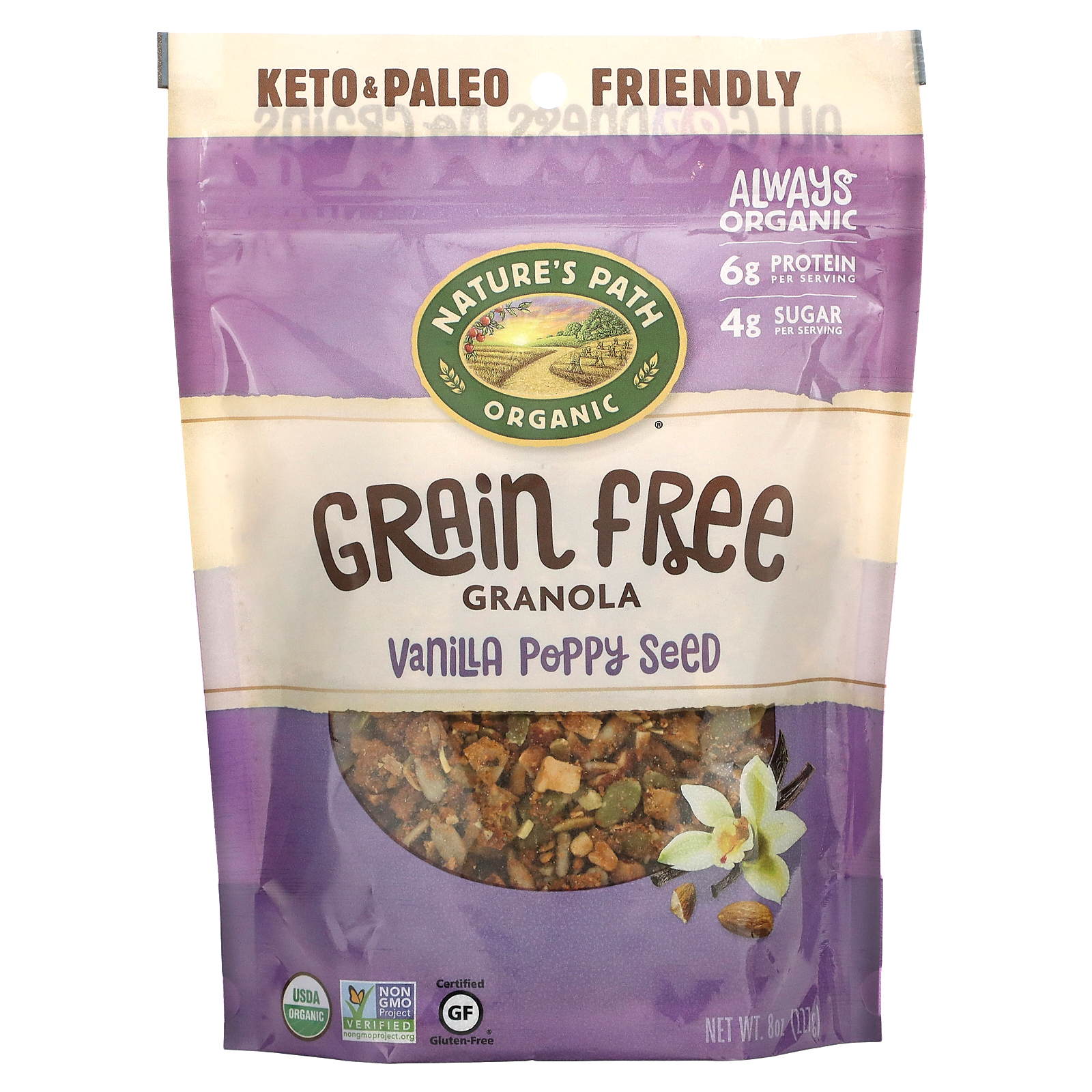 Nature's Path, Grain Free Granola, Vanilla Poppy Seed, 8 oz (227 g)