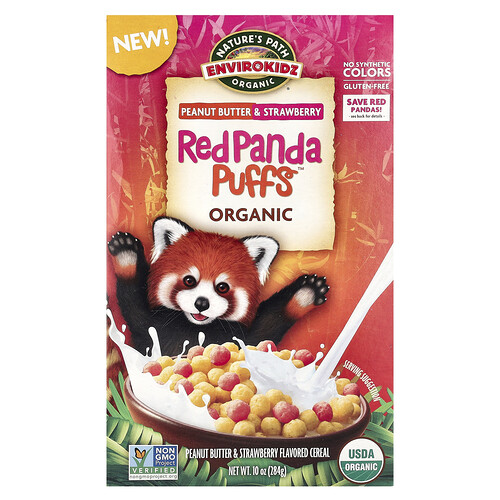 Nature's Path Envirokidz, Organic Red Panda Puffs™ Cereal, Peanut Butter & Strawberry, 10 oz (284 g)