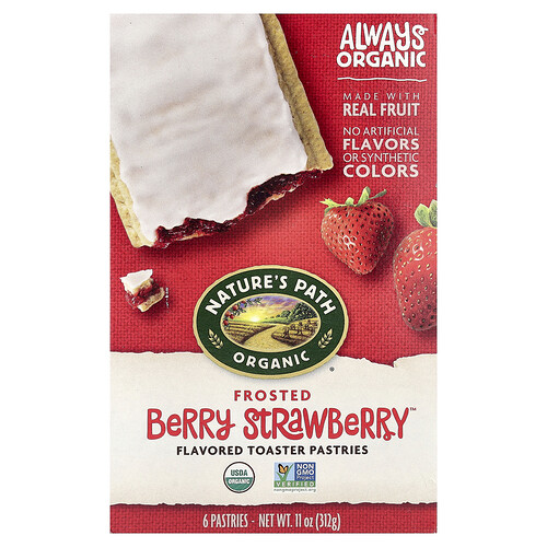 Nature's Path, Organic Toaster Pastries, Bio-Toastgebäck, überzogen mit Beeren-Erdbeere, 6 Gebäckstücke, 312 g (11 oz.)