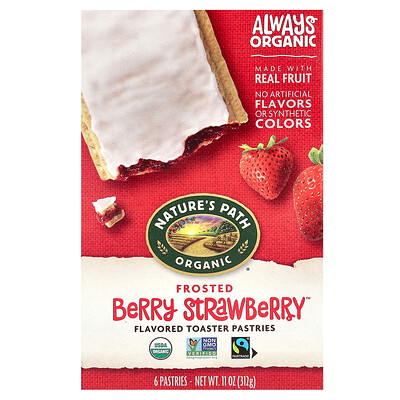 Product Image for Nature's Path, Organic Flavored Toaster Pastries, Frosted Berry Strawberry, 6 Pastries, 11 oz (312 g)