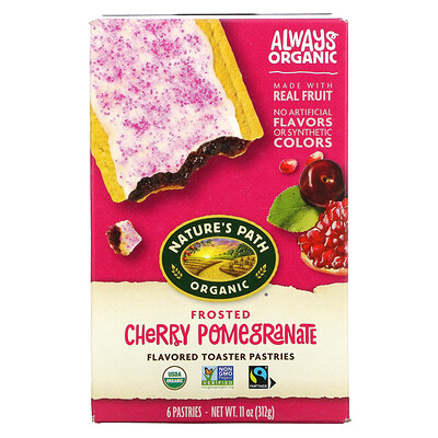 Nature's Path Organic Flavored Toaster Pastries, Frosted Cherry Pomegranate, 6 Pastries, 11 oz (312 g)