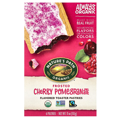 Product Image for Nature's Path, Organic Flavored Toaster Pastries, Frosted Cherry Pomegranate, 6 Pastries, 11 oz (312 g)