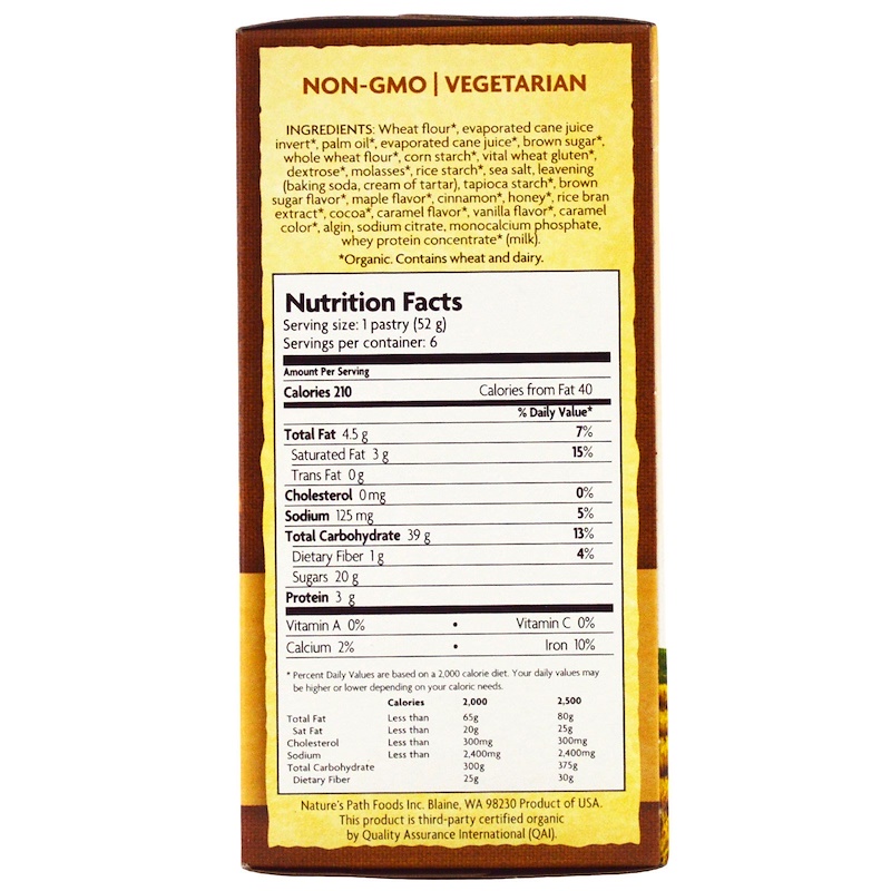 Nature's Path, Organic, Frosted Toaster Pastries, Maple Brown Sugar, 6