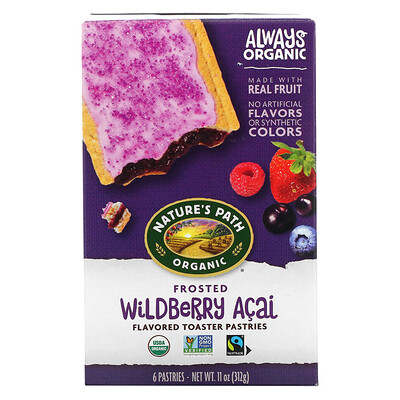 Nature's Path Toaster Pastries, Frosted Wildberry Acai, 6 Pastries, 52 g Each