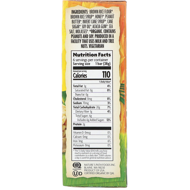 Nature's Path, Organic, EnviroKidz, Crispy Rice Cereal Bars, Peanut ...