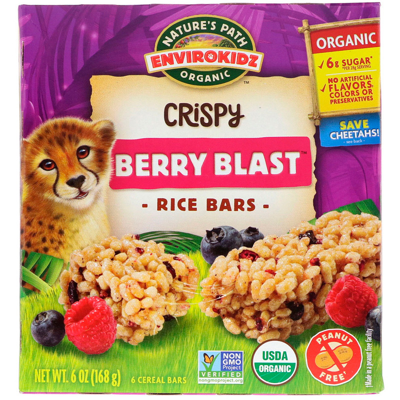 Nature's Path, EnviroKidz, Organic Crispy Rice Cereal Bars, Berry Blast, 6 Bars, 1 oz (28 g
