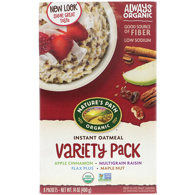 Organic Instant Oatmeal, Variety Pack, 8 Packets, 14 oz (400 g)  - купить со скидкой