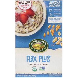 Отзывы о Натурес Пат, Organic Instant Oatmeal, Flax Plus, 8 Packets, 14 oz (400 g)
