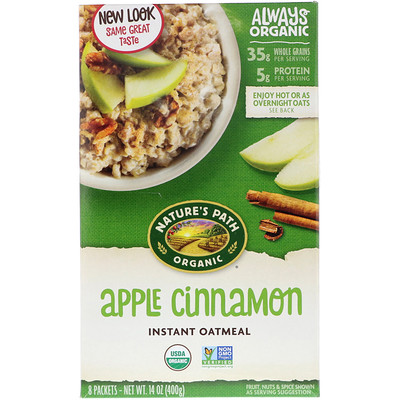 Купить Organic Instant Oatmeal, Apple Cinnamon, 8 Packets, 14 oz (400 g)