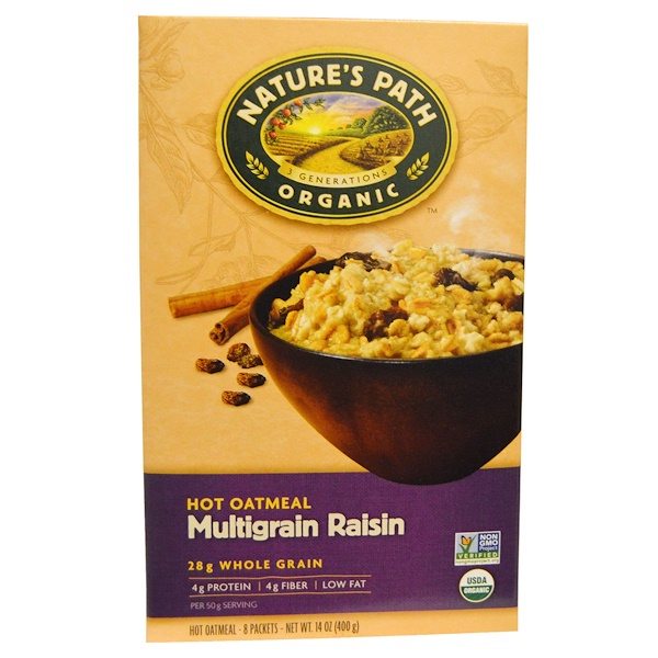 Nature's Path, Organic Hot Oatmeal, Multigrain Raisin, 8 Packets, 14 oz
