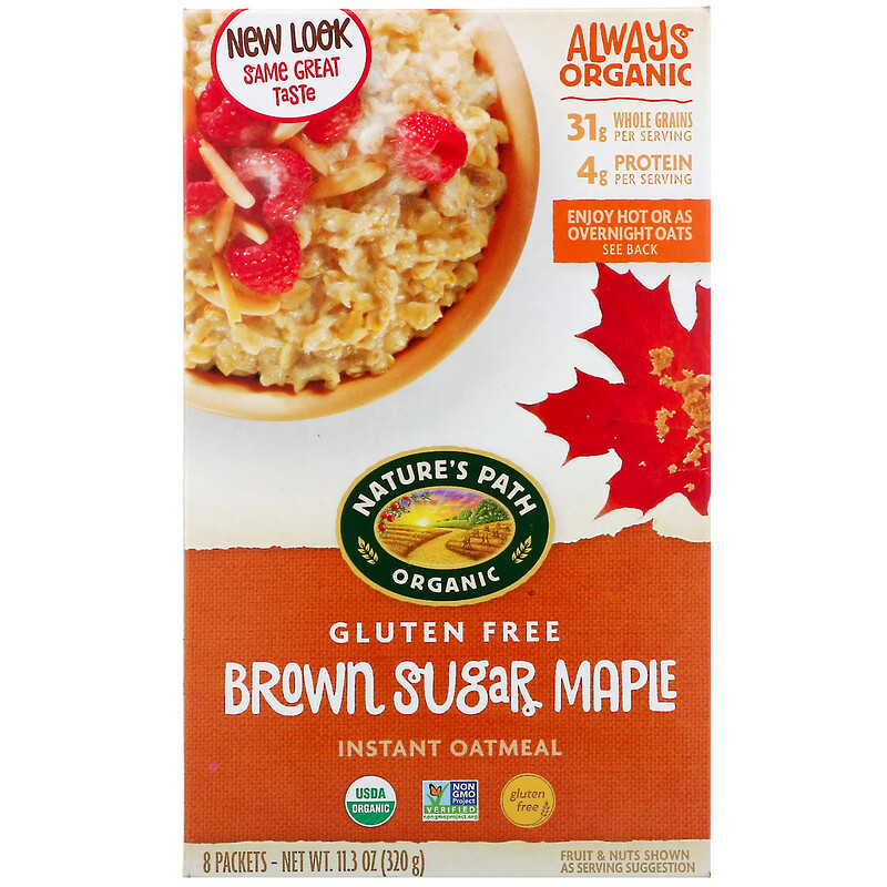 Nature's Path, Organic Instant Oatmeal, Brown Sugar Maple, 8 Packets
