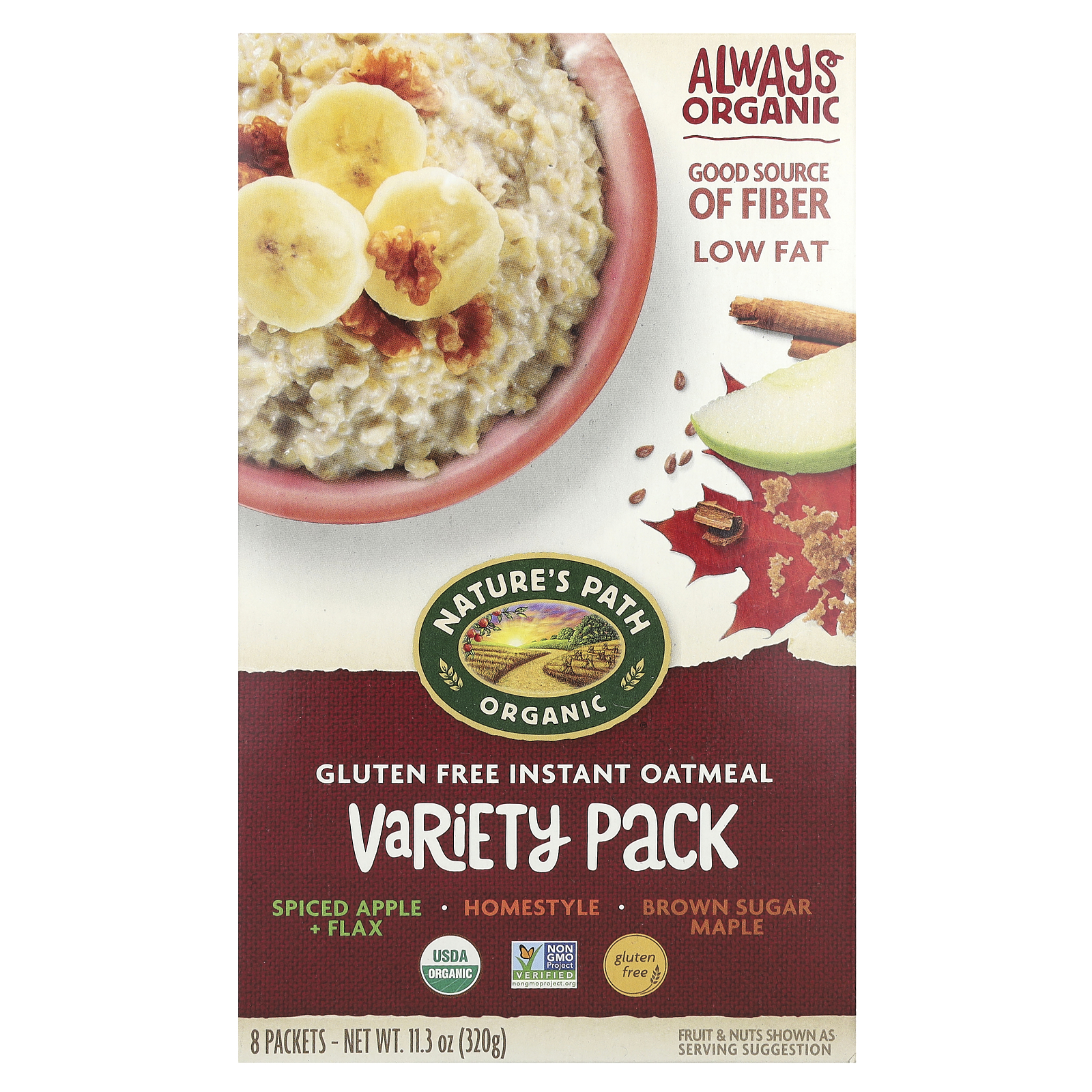 Organic Gluten Free Instant Oatmeal, Variety Pack, 8 Packets, 11.3 oz (320 g)