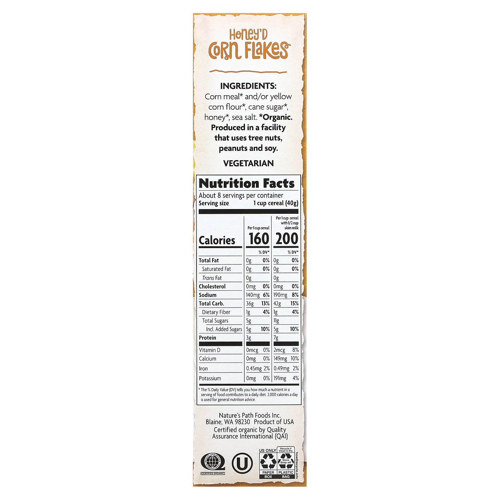 Organic Honey'd Corn Flakes Cereal, 10.6 oz (300 g) - Picture 2 of 2