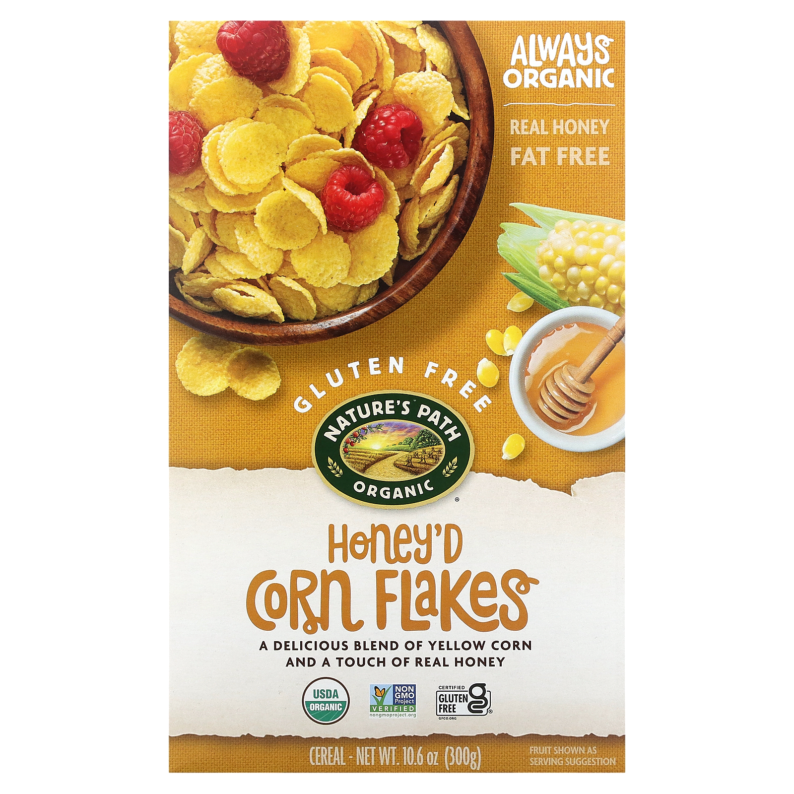 Organic Honey'd Corn Flakes Cereal, 10.6 oz (300 g) - Picture 1 of 2