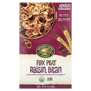 Nature's Path, Organic, Flax Plus, хлопья, отруби с изюмом, 400 г (14 унций)