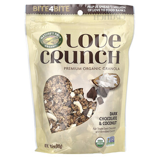 Nature's Path, Love Crunch®, prémiová organická granola, horká čokoláda a kokos, 325 g
