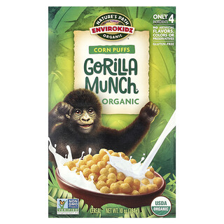 Nature's Path, EnviroKidz, Cereal orgánico de masticación de gorila, Bocadillos de maíz, 284 g (10 oz)