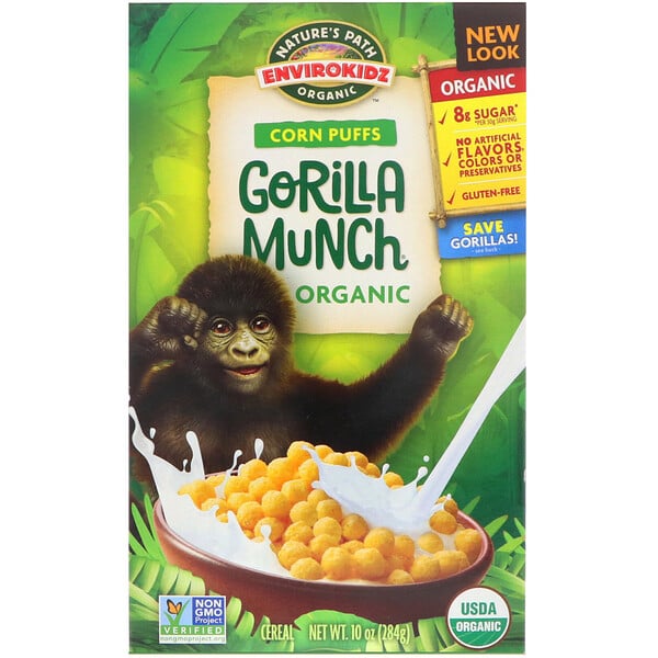 EnviroKidz, снеки Puffs из органической кукурузы Gorilla Munch, 284 г (10 унций)