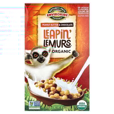 Nature's Path, EnviroKidz, Cereal Leapin' Lemurs® orgánico, Mantequilla de maní y chocolate, 284 g (10 oz)