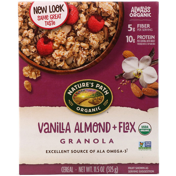 Nature's Path, Organic, Vanilla Almond + Flax Granola Cereal, 11.5 oz