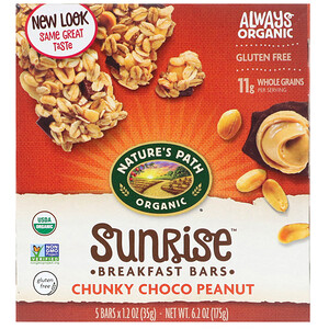 Отзывы о Натурес Пат, Organic, Sunrise Breakfast Bars, Chunky Choco Peanut, 5 Bars, 1.2 oz (35 g) Each