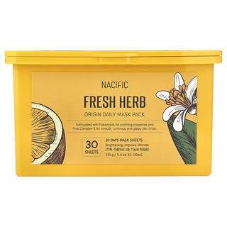 Nacific, Herbes fraîches, Origine Lot de masques de beauté quotidiens, 30 masques en tissu, 330 g
