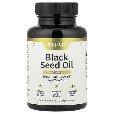 Snap Supplements, Aceite de semilla de comino negro, 500 mg, 90 cápsulas blandas