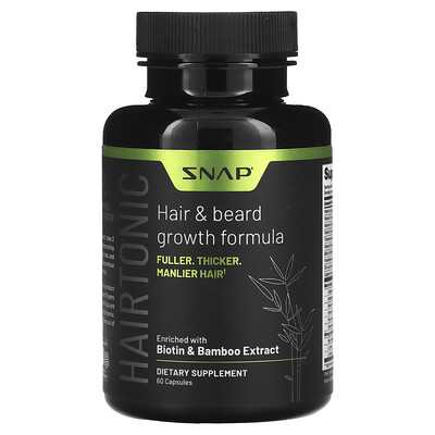 

Snap Supplements, Hairtonic, Hair & Beard Growth Formula, 60 Capsules