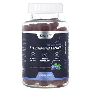 Snap Supplements, L-Carnitine Gummies, Sugar Free, Blueberry, 60 Gummies