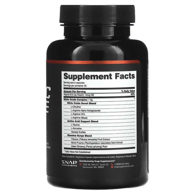 Snap Supplements, Nitric Oxide Booster, 90 Capsules