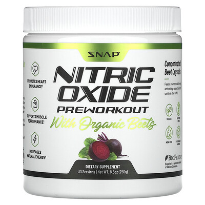 Snap Supplements , Nitric Oxide Preworkout With Organic Beets, 8.8 Oz (250 G) 8.8Oz