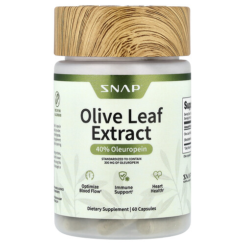 Snap Supplements, Olive Leaf Extract, 60 Capsules (750 mg per Capsule)