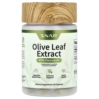 Snap Supplements, Olívalevél, maximális erősségű, 750 mg, 60 kapszula