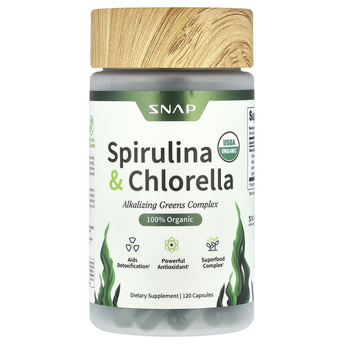 Snap Supplements Spirulina & Chlorella, 120 Capsules