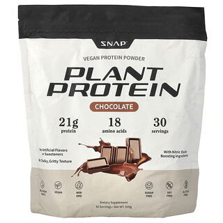 Snap Supplements, Растителен протеин, Веган протеин на прах, Шоколад, 939 g