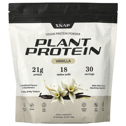 Snap Supplements, Plant Protein, Vegan Protein Powder, Vanilla, 868 g