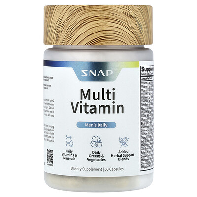 Snap Supplements, Suplemento multivitamínico diario para hombres`` 60 cápsulas