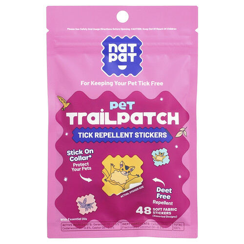 NATPAT, Pet TrailPatch, Zeckenabwehr-Aufkleber, 48 Weichstoffaufkleber
