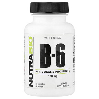 NutraBio, Vitamin B-6, 100 mg, 60 Capsules