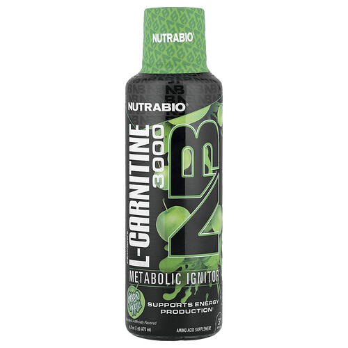 NutraBio, LeanShots L-Carnitine 3000, Green Apple, 16 fl oz (473 ml)