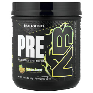 NutraBio, PRE-Workout, предтренировочный комплекс, лимонный взрыв, 627 г (1,38 фунта)