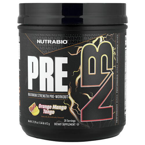 Nutrabio PRE-Workout, Orange Mango Tango, 1.34 lb (612 g)