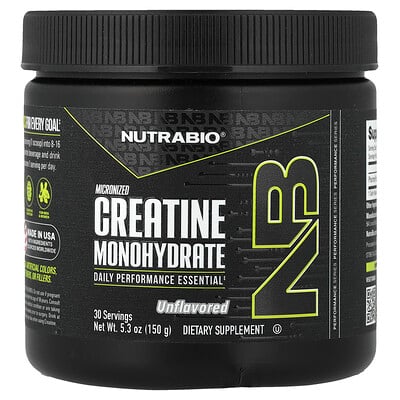 NutraBio, Rendimiento, Monohidrato de creatina micronizado, 150 g (5,3 oz)