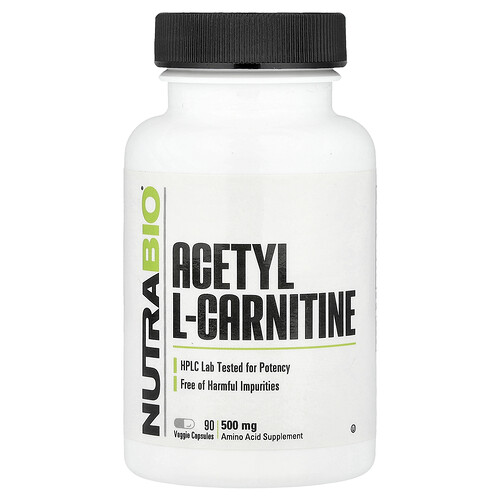 NutraBio, Acetyl-L-Carnitin, 500 mg, 90 pflanzliche Kapseln