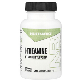 NutraBio, L-teanina, 90 cápsulas (200 mg por cápsula)