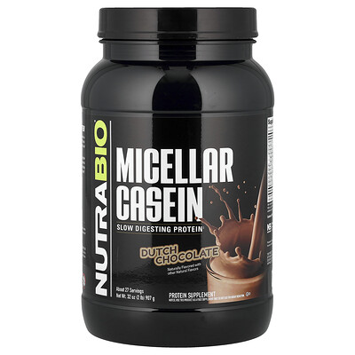 NutraBio, Caseína micelar, Chocolate holandés`` 907 g (2 lb)