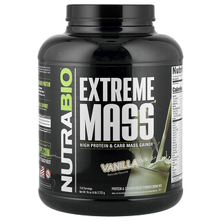 NutraBio (뉴트라바이오), Extreme Mass, 바닐라 맛, , 2,722g(6lb)