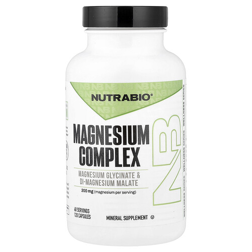 NutraBio, Magnesium Complex, Magnesium-Komplex, 120 Kapseln (100 mg pro Kapsel)