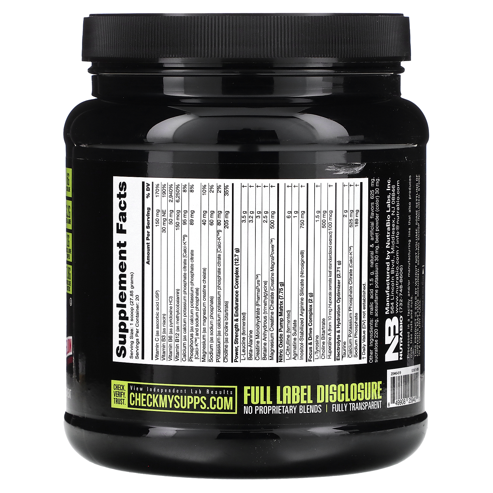 Nutrabio Labs, PreWorkout Performance Igniter, StimFree, Watermelon